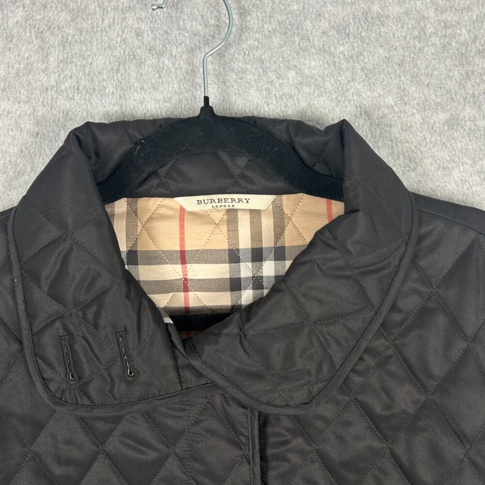 Womens Burberry Quilted Black Jacket Size M Nova Check Button - Picture 4 of 13